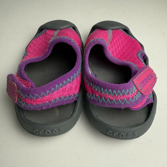Crocs Water Shoes Baby/Toddler Swiftwater Sandals Magenta Gray Size C6 - Picture 5 of 7